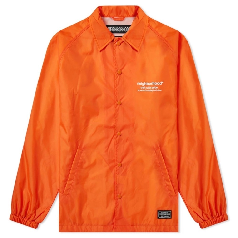 Vintage Neighborhood oversized lightweight nylon snap drawstring Orange Jacket S